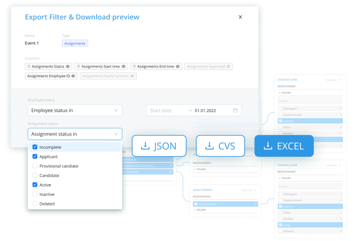 Use templates and customised filters for individual exports