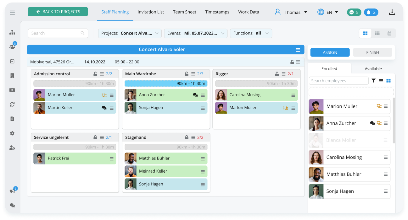 Staffplanning dynamic boxes