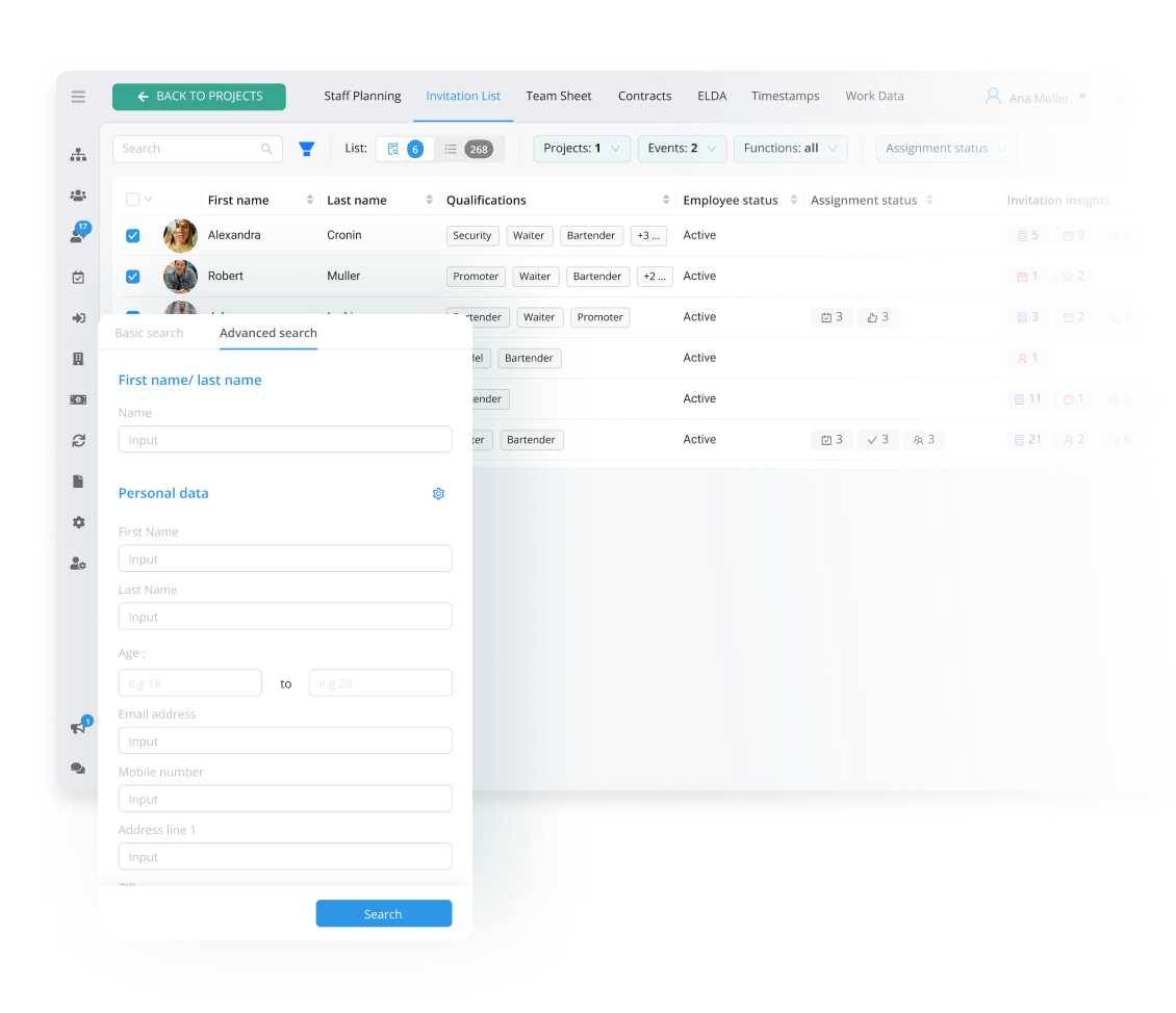 Staffplanning search