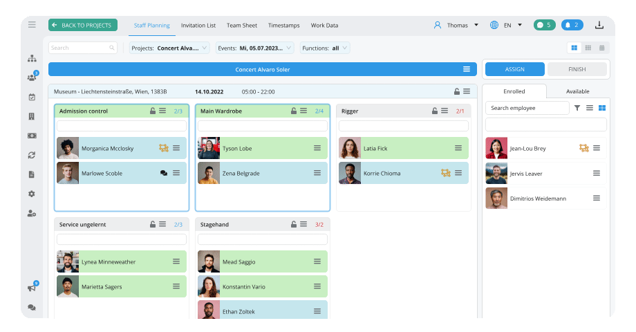 Match qualified and available employees with their jobs
